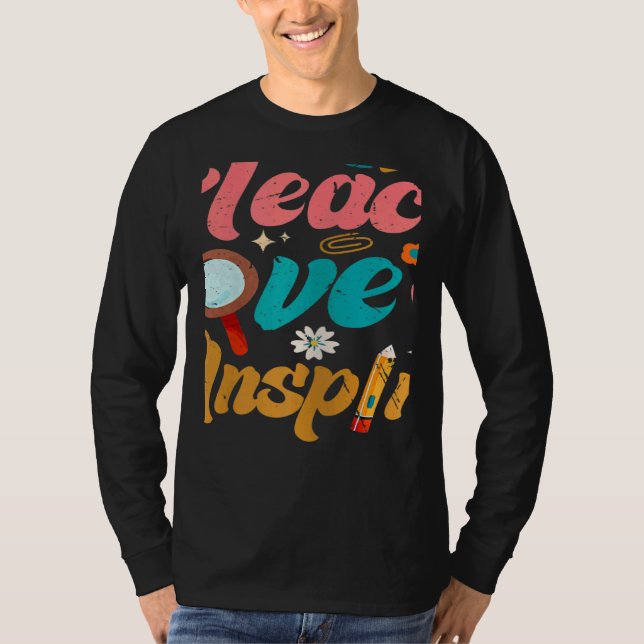 Womens Back To School Teach Love Inspire Retro Tea T-Shirt (Front)
