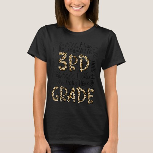 Womens Back to School Third Grade Typography Hello T_Shirt