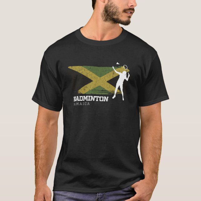 Womens Badminton Jamaica Net Games Player Badminto T-Shirt (Front)
