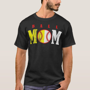 Womens Ball Mom Heart Softball Lover Baseball Play T-Shirt