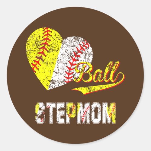 Womens Ball Stepmom Softball MOM Baseball MOM Classic Round Sticker