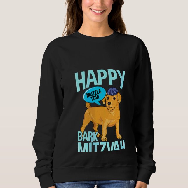 Womens Bark Mitzvah Dog Funny Jewish Bar Mitzvah H Sweatshirt (Front)