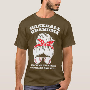 Womens baseball grandma I teach my grandkids ball  T-Shirt