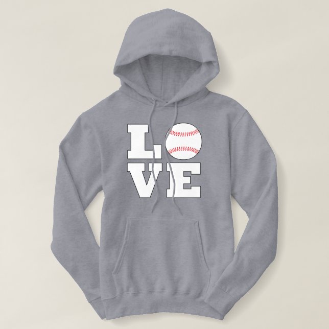 Women's Baseball LOVE Baseball Mom or Fan Sports Hoodie (Design Front)