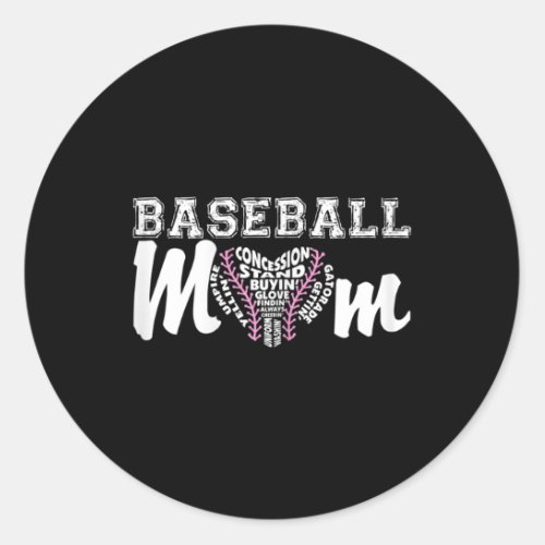 Womens Baseball Mom Facts Baseball Mom  Classic Round Sticker