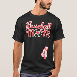 Womens Baseball Mom Mother's Day #4 Baseball Playe T-Shirt