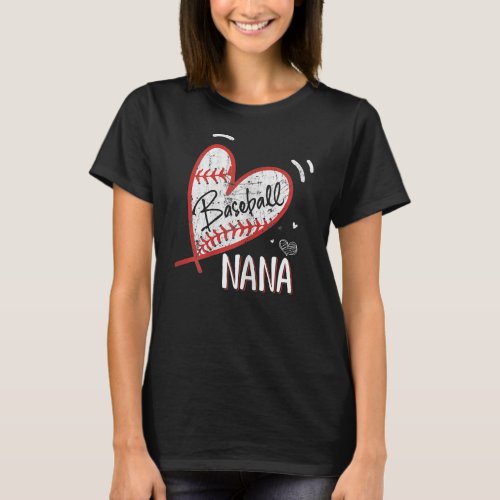 Womens Baseball Nana Grandma Heart Baseball Women T_Shirt