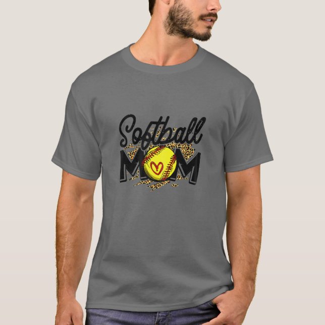 Womens Baseball Softball Mom Leopard Tee Women Gir (Front)