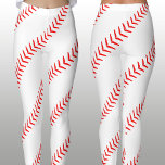 Women's Baseball Stitches (Seams) White Leggings<br><div class="desc">A unique pair of leggings for baseball fans! Large and highly-detailed red stitches (seams) running diagonally from top to bottom,  creating an eye-catching seamless pattern. These look great as part of a gameday outfit for baseball moms,  girlfriends and other fans!</div>