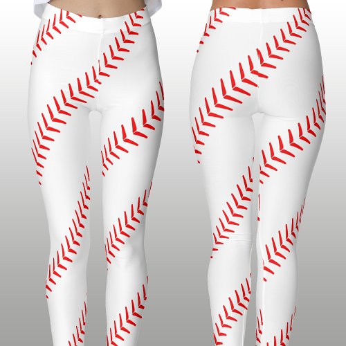 Womens Baseball Stitches Seams White Leggings