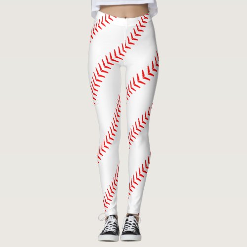 Womens Baseball Stitches Seams White Leggings