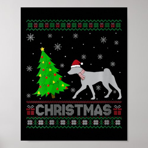 Womens Basenji Dog Xmas Tree Lighting Ugly Christm Poster