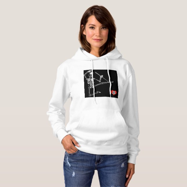 Women's Basic Hooded Sweatshirt Dancing Skeletons (Front Full)