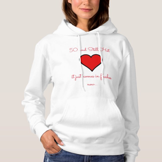 Women's Basic Hooded Sweatshirt/Quote-Red Heart Hoodie (Front)
