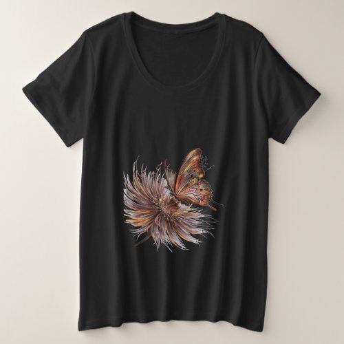 Womens Basic Short Sleeve Butterfly Design TShirt