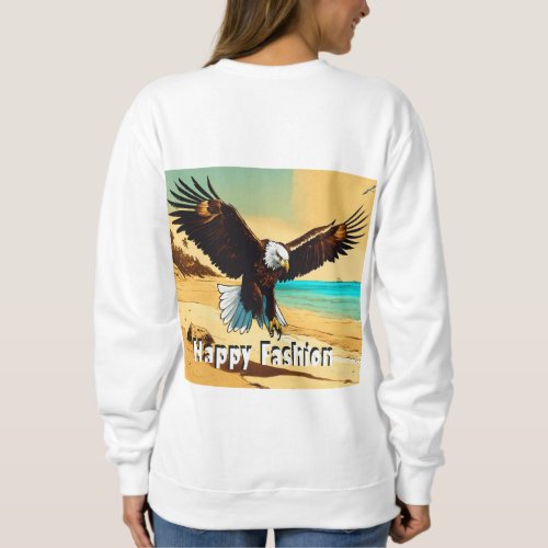 Womens Basic Sweatshirt with Striking Eagle 