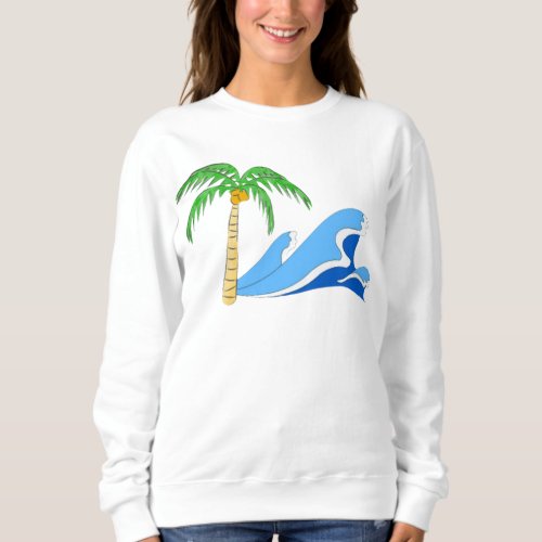 Womens Basic T shirt  beach  palm tree
