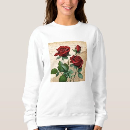  Womens Basic T shirt  rose with rose bud