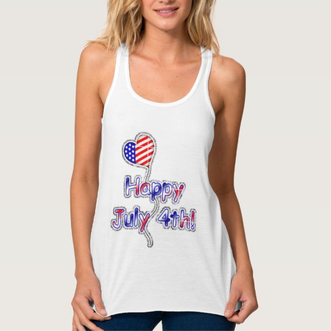 Women's Basic Tank Top/Happy July 4th Top (Front)