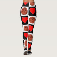 Women's Basketball Cute Basketballs and Hearts Leggings