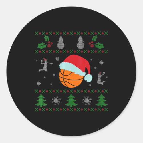 Womens Basketball Ugly Christmas Sweater  Classic Round Sticker