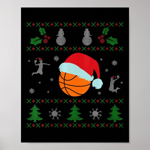 Womens Basketball Ugly Christmas Sweater  Poster