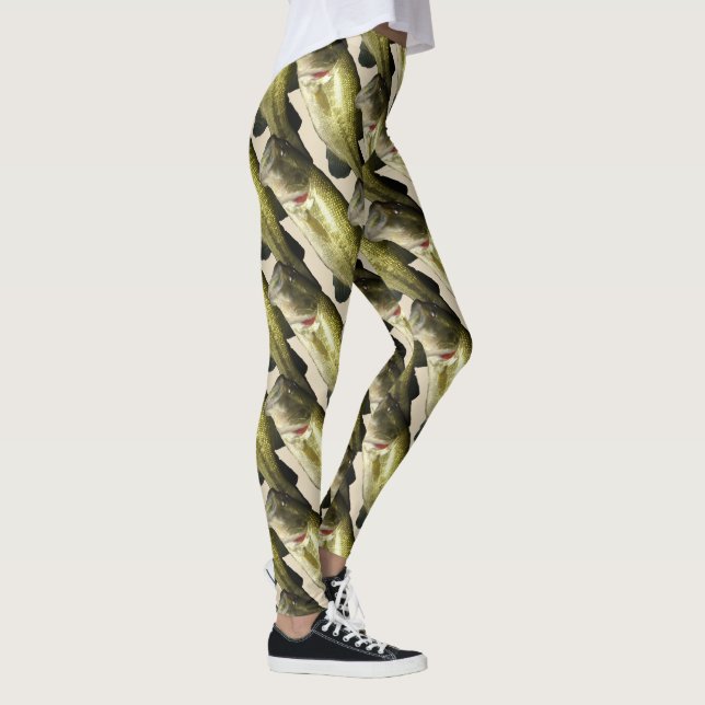 Womens Bass Fishing Pattern Design Leggings (Right)