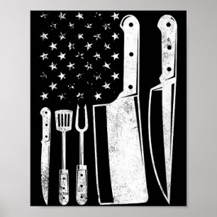 Women's bbq usa flag patriotic fourth of july poster