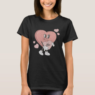 Womens Be Mine Valentines Day Cute Hearts Retro Bo T-Shirt