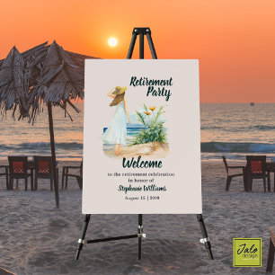 Womens Beach and Flowers Themed Retirement Party Foam Board