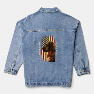 Womens Beagle Mom American Flag Patriotic Beagle Denim Jacket