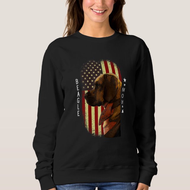 Womens Beagle Mom American Flag Patriotic Beagle Sweatshirt (Front)