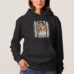 Womens Beagle Mom Leopard Bleached Dog Pet Hoodie