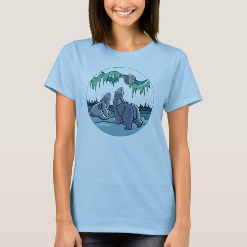 Womens Bear Art T_shirt  Polar Bear Ladies Shirts