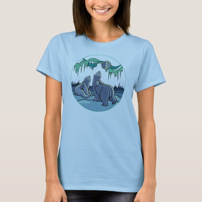 Women's Bear Art T-shirt  Polar Bear Ladies Shirts (Front)