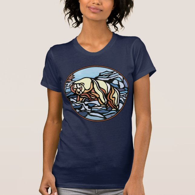 Women's Bear Art T-shirt Polar Bear Lady's Shirts (Front)