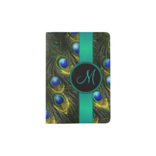 Women's Beautiful Fantasy Sparkly Peacock Feather Passport Holder