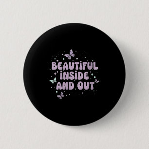 Womens Beautiful Inside And Out Cute Butterfly Lav Button