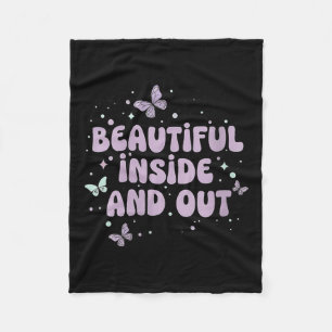 Womens Beautiful Inside And Out Cute Butterfly Lav Fleece Blanket