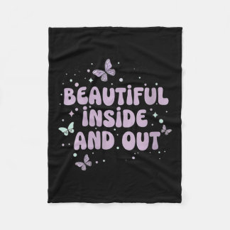 Womens Beautiful Inside And Out Cute Butterfly Lav Fleece Blanket