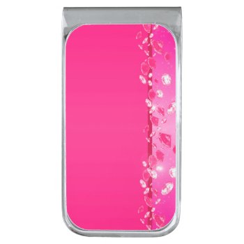 Women's Beautiful Pink Sparkly Argyle Diamond Silver Finish Money Clip by AllysDesigns at Zazzle