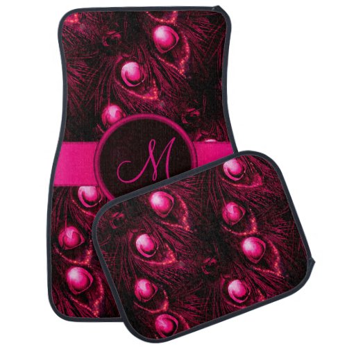 Womens Beautiful Pink Sparkly Peacock Feather Car Floor Mat