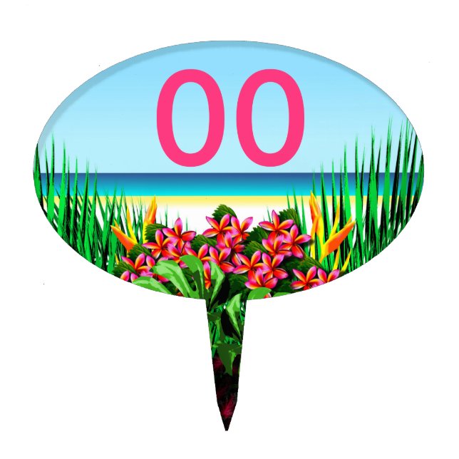 Women's Beautiful Tropical 21st 30th 40th Birthday Cake Topper (Front)