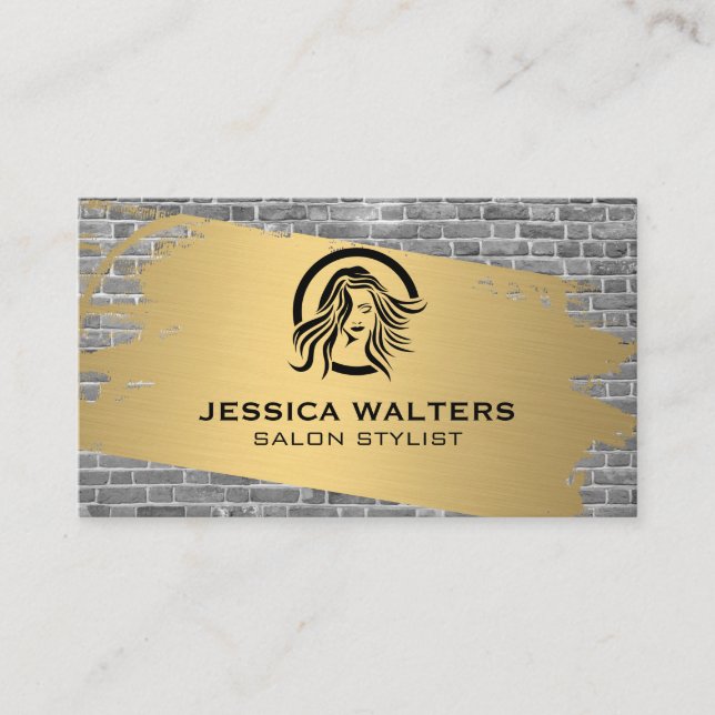 Women's Beauty | Brick and Gold Brushed Business Card (Front)
