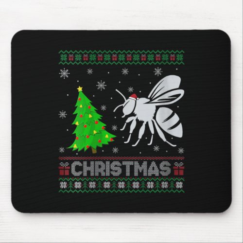 Womens Bee Xmas Tree Lighting Ugly Christmas Sweat Mouse Pad