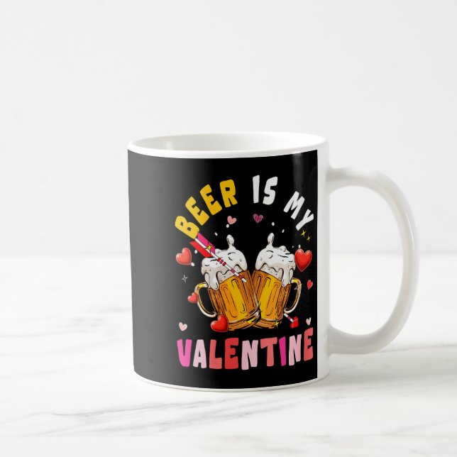Women's Beer Is My Valentine Hearts Matching Drink Coffee Mug (Right)