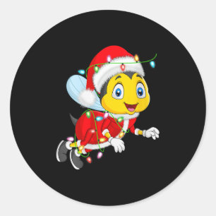 Womens Bees Christmas Lights Santa Costume Cute An Classic Round Sticker