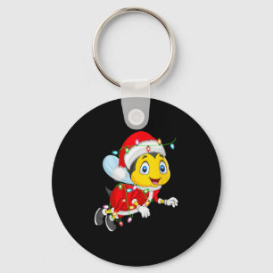 Womens Bees Christmas Lights Santa Costume Cute An Keychain