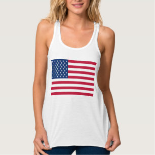 Women's Bella Flowy Crop Tank Top/American Flag Top