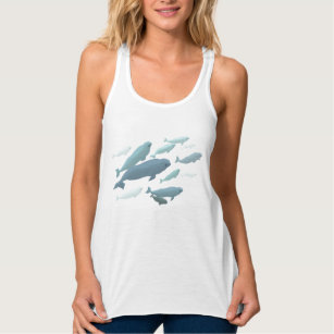 Women's Beluga Whale Tank Top Shirt Whale Art Tops